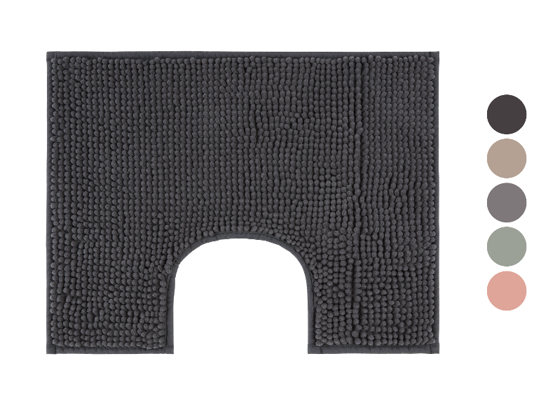 Tapis de bain gris foncé en forme de U.
