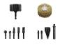 Un assortiment de forets et de brosses, y compris des mèches à sculpter le bois et une brosse métallique.