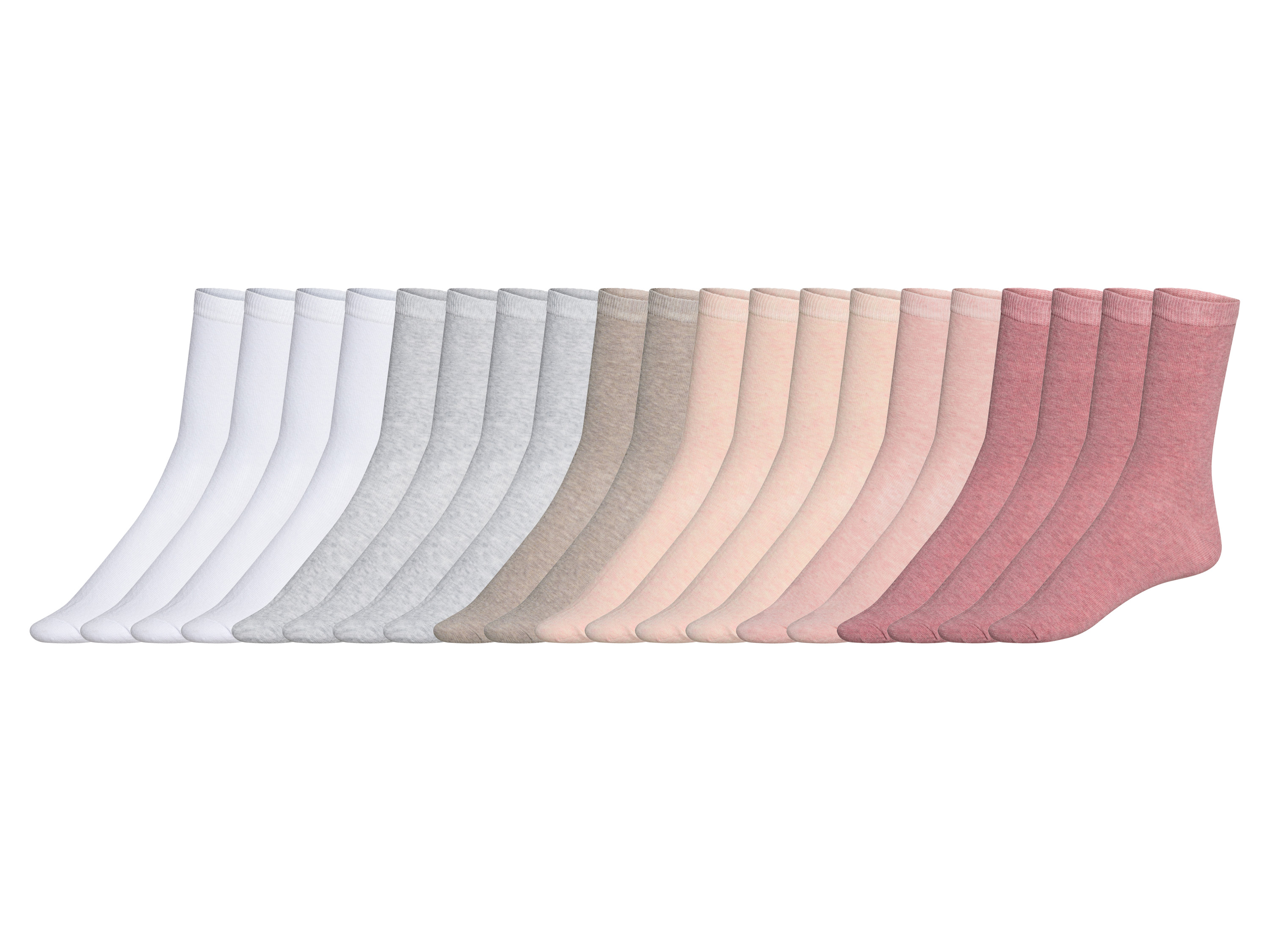 esmara® Loy de 20 chaussettes femme (blanc/rose clair/gris, 35-38)