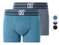 Lot de deux boxers pour hommes, un bleu et un gris, avec des bandes sur la ceinture.