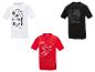 T-shirts Parkside : modèles blanc, noir et rouge, imprimés d'outils.
