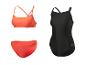 Maillot de bain une-pièce noir et bikini orange Crivit.