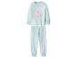 Pyjama enfant bleu clair avec imprimé mammouth rose et flocons de neige.