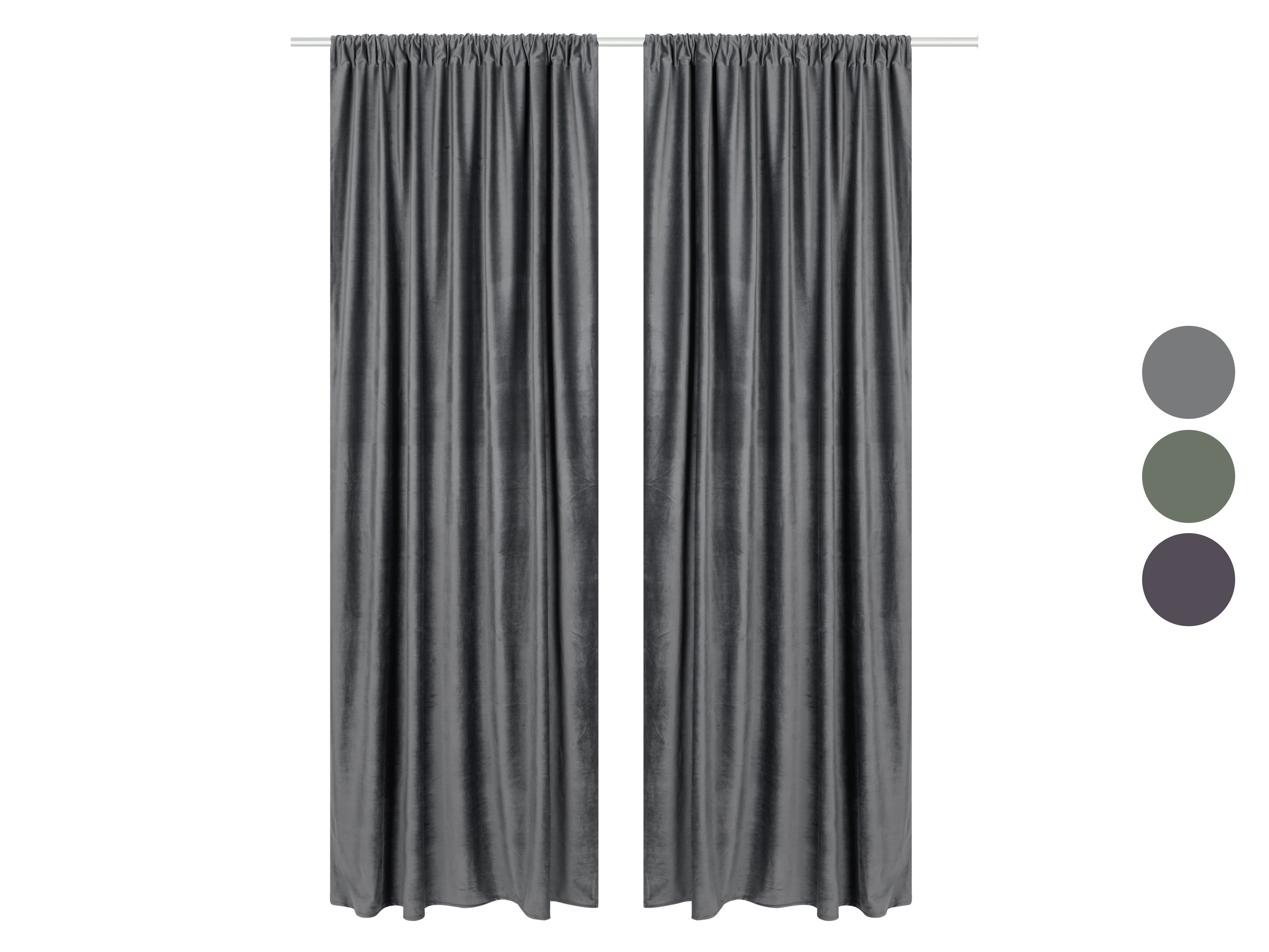 LIVARNO home Lot de 2 rideaux en velours, 135 x 254 cm