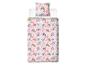 Parure de lit enfant rose avec motif chiens et fleurs