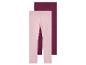 Deux paires de leggings en rose et violet foncé.