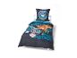 Parure de lit enfant bleu foncé avec motif de chien et dinosaure, texte « PAW PATROL ».