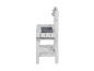 Établi en bois blanc avec étagère et grille.