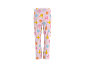 Pantalon de pyjama rose pour enfants avec un motif coloré de personnages de dessins animés.