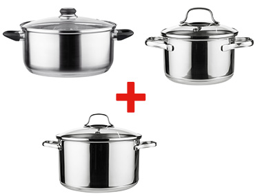 LIVARNO home Faitout Ø 16 cm + Faitout  Ø 24 cm + Faitout Ø 28