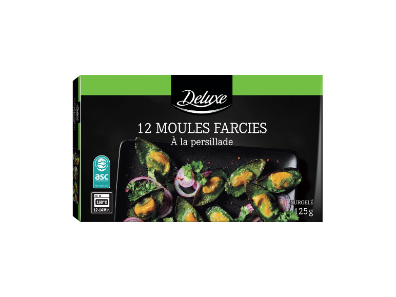 Deluxe 12 moules farcies à la persillade, surgelées, 125g