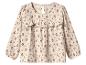 Chemisier enfant à manches longues, beige à imprimé floral et volant