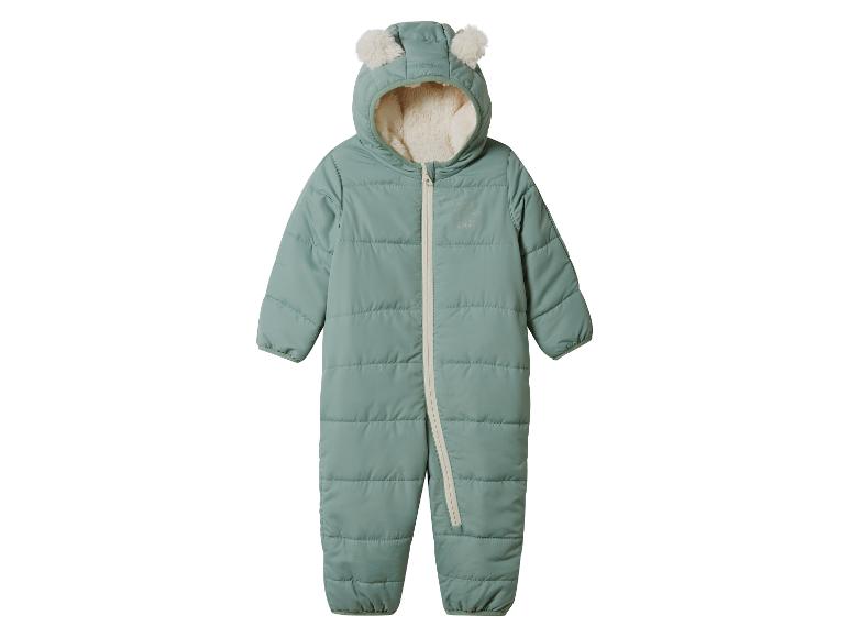 Combinaison de neige vert menthe pour bébé avec capuche à oreilles en peluche et doublure en fourrure