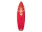 Paddleboard gonflable rouge et beige avec le texte « CRIVIT » et un motif graphique.