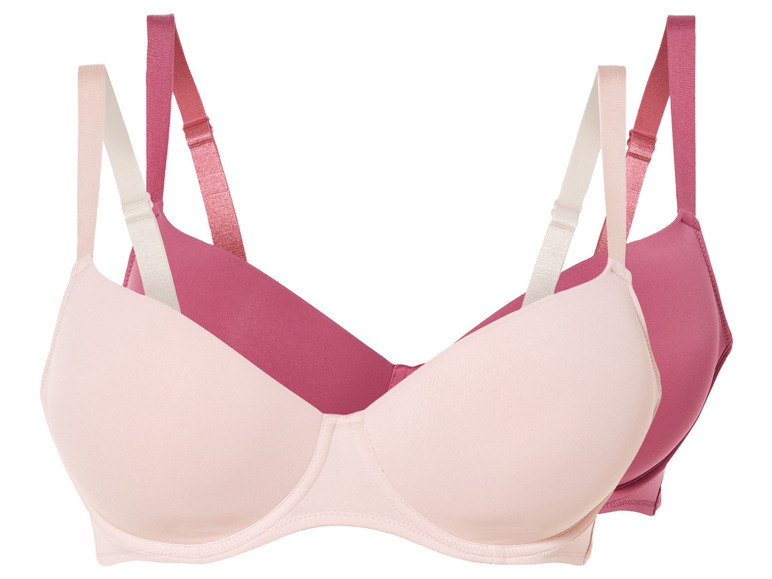 Deux soutiens-gorge dans les tons rose et rose clair.