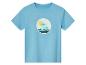 T-shirt bleu clair pour enfant, motif tropical.