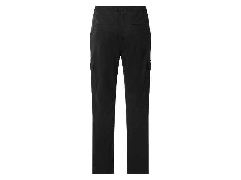 Pantalon cargo noir avec taille élastique, vue arrière.