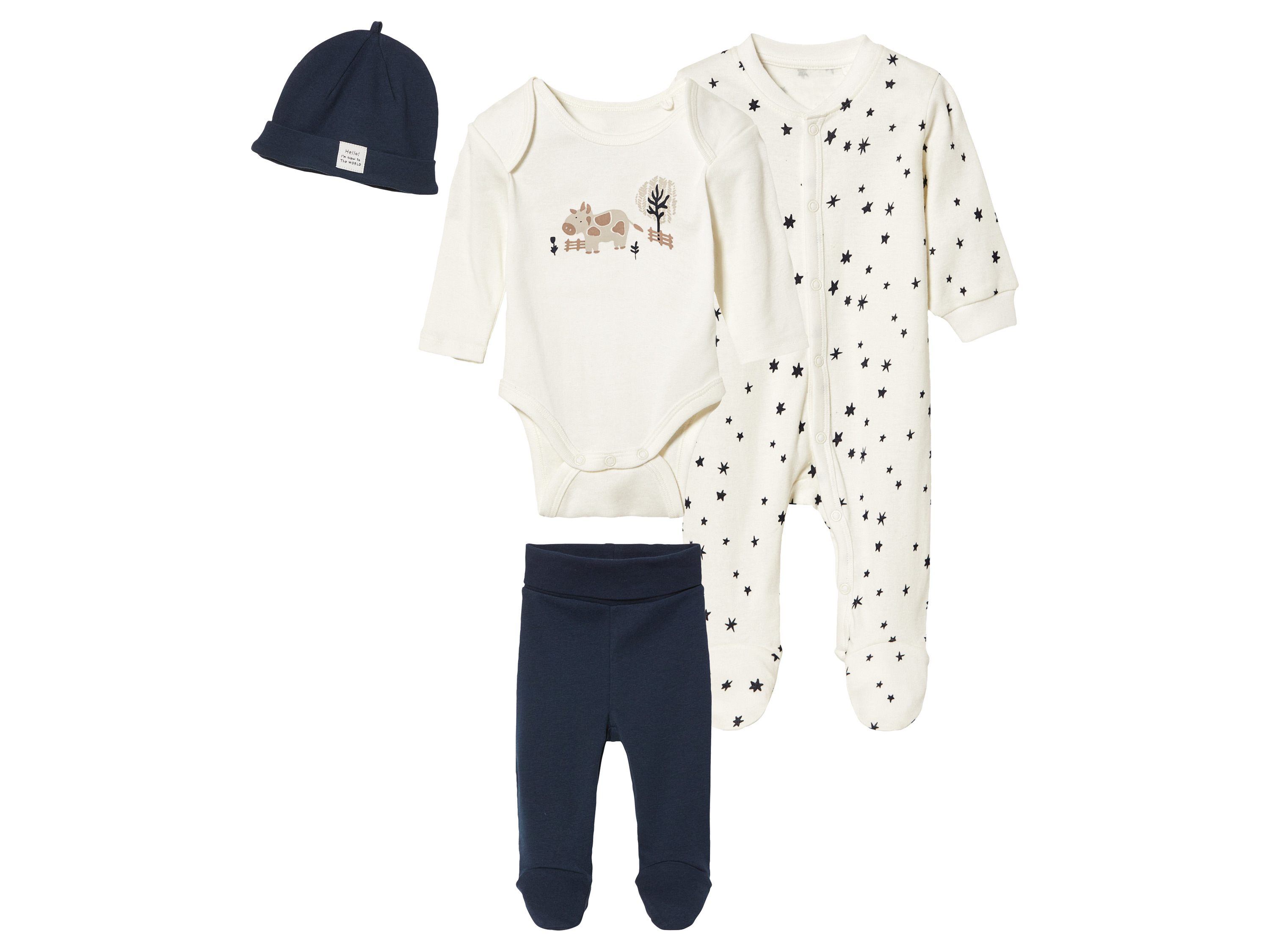 lupilu® Ensemble bébé (0-2 mois, bleu marine/blanc)