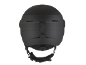 Vue arrière d'un casque de ski noir mat avec sangle réglable et ventilation.