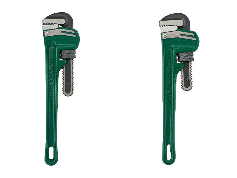 Deux clés à molette vertes avec les inscriptions « HEAVY DUTY 14 » et « HEAVY DUTY 10 ».
