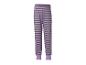 Pantalon de pyjama rayé violet et gris avec taille élastique et poignets côtelés.
