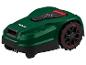 Tondeuse robot Parkside : tondeuse verte avec écran de contrôle.
