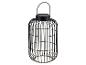 Lanterne solaire décorative noire en métal avec un design en cage.