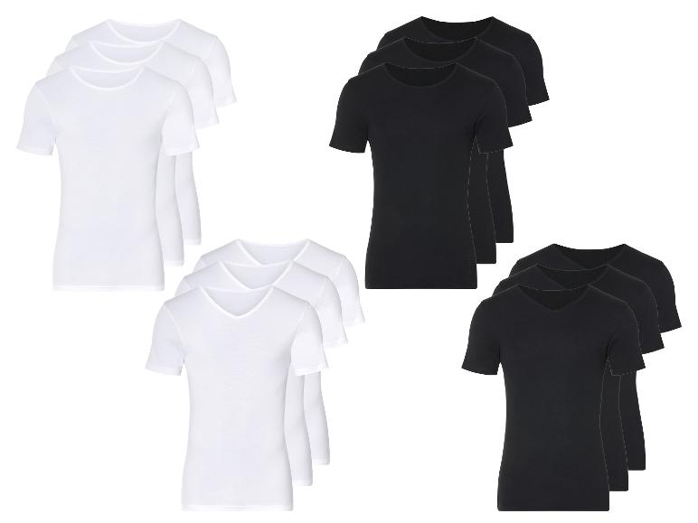 Lots de t-shirts blancs et noirs à manches courtes et cols ronds et en V.