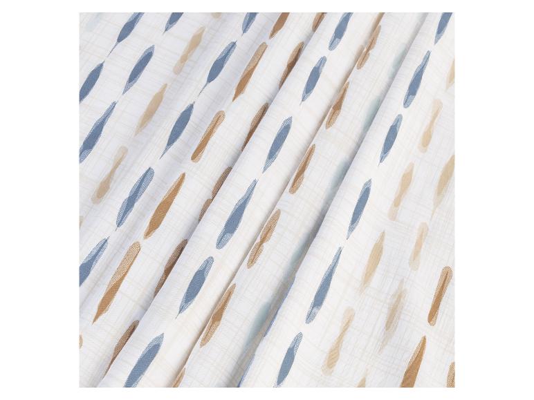 Tissu d'ameublement beige et bleu sarcelle à motifs abstraits.