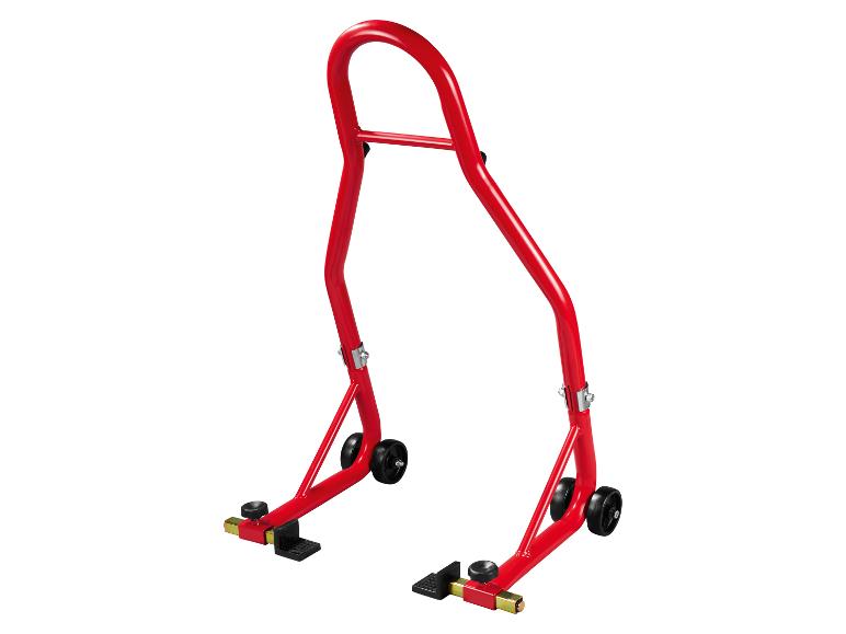 Béquille arrière de moto rouge avec roues