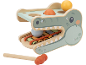 Jouet crocodile en bois avec marteau, balles et xylophone.