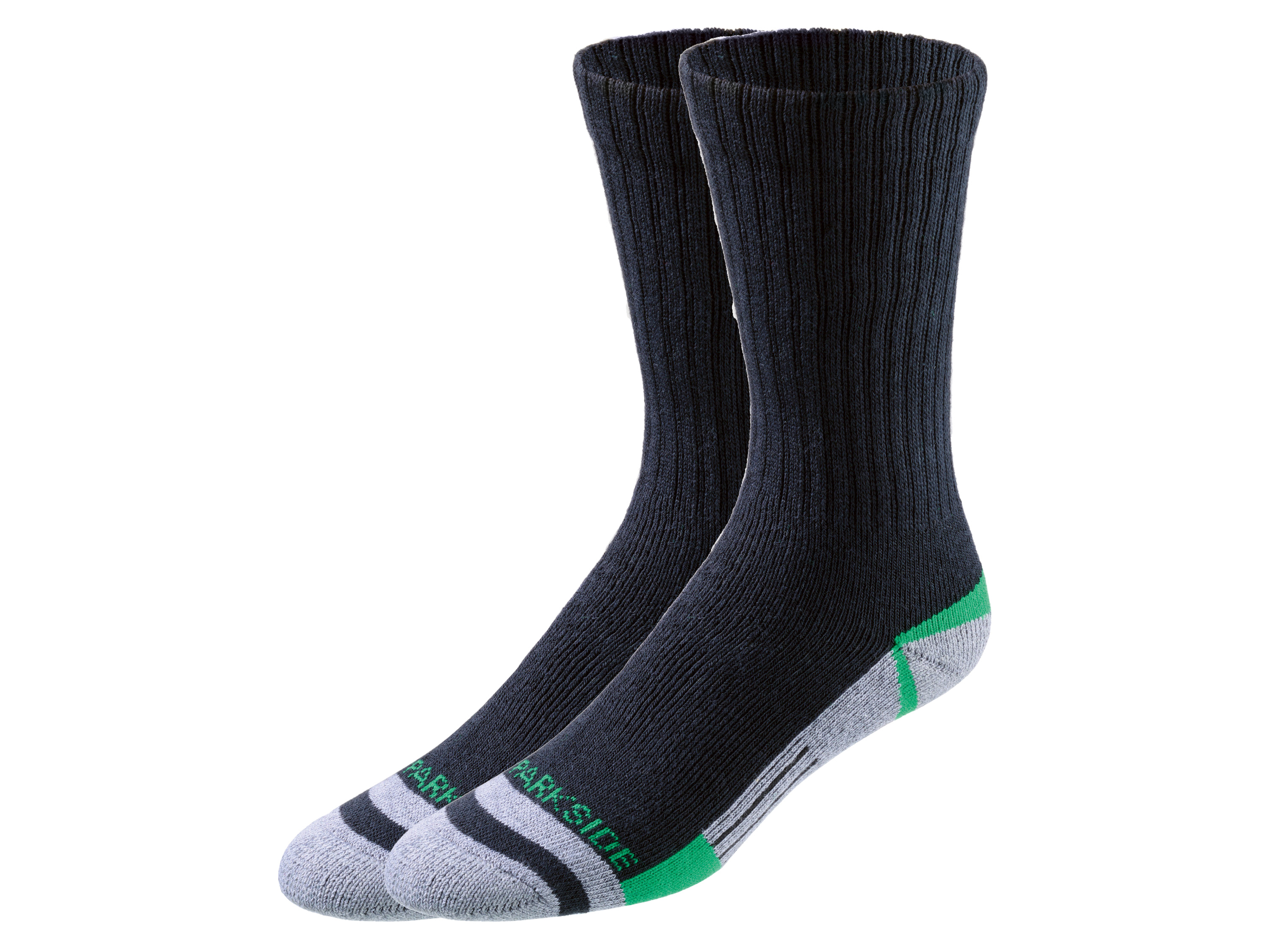 PARKSIDE® Lot de 2 paires de chaussettes de travail homme (noir/vert, 39-42)