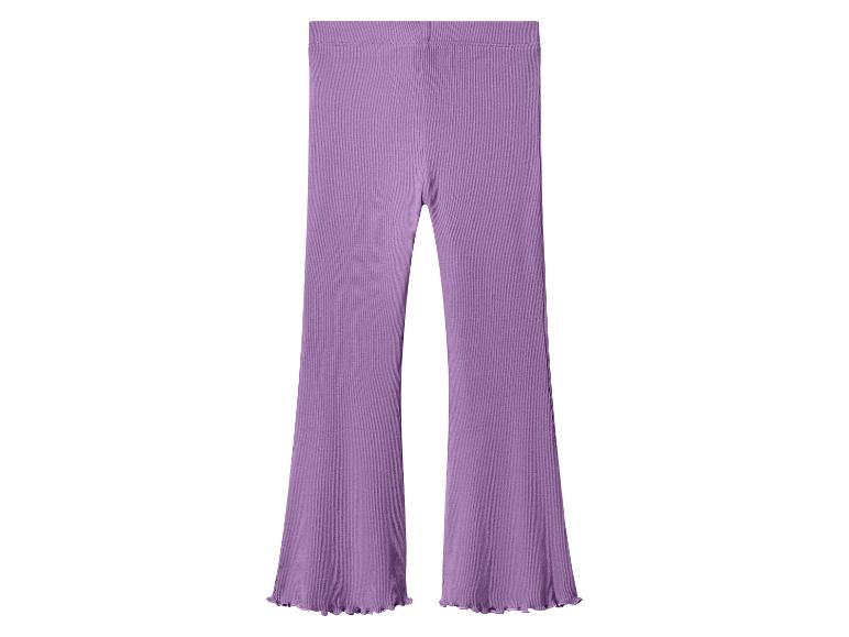 Pantalon évasé côtelé violet avec ourlets ondulés