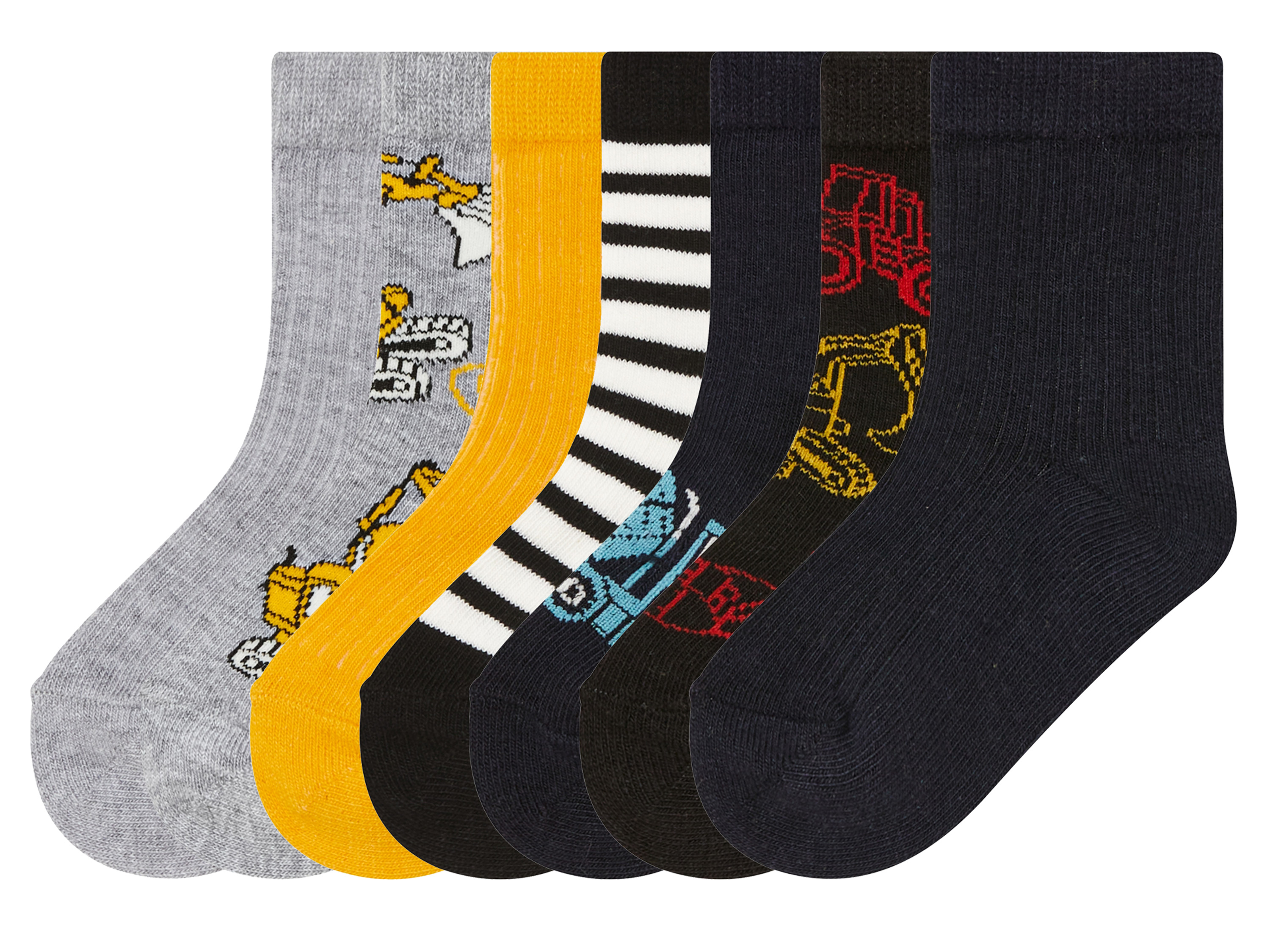 lupilu® Lot de 7 paires de chaussettes bébé (19-22, gris/noir/bleubleu marine/jaune)