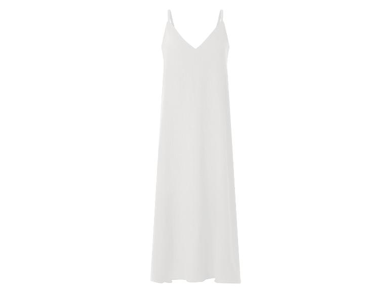 Robe longue blanche à fines bretelles avec décolleté en V