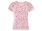 T-shirt rose à fleurs, manches courtes, style estival.
