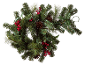 Couronne de Noël décorative avec branches de pin, pommes de pin et baies rouges.
