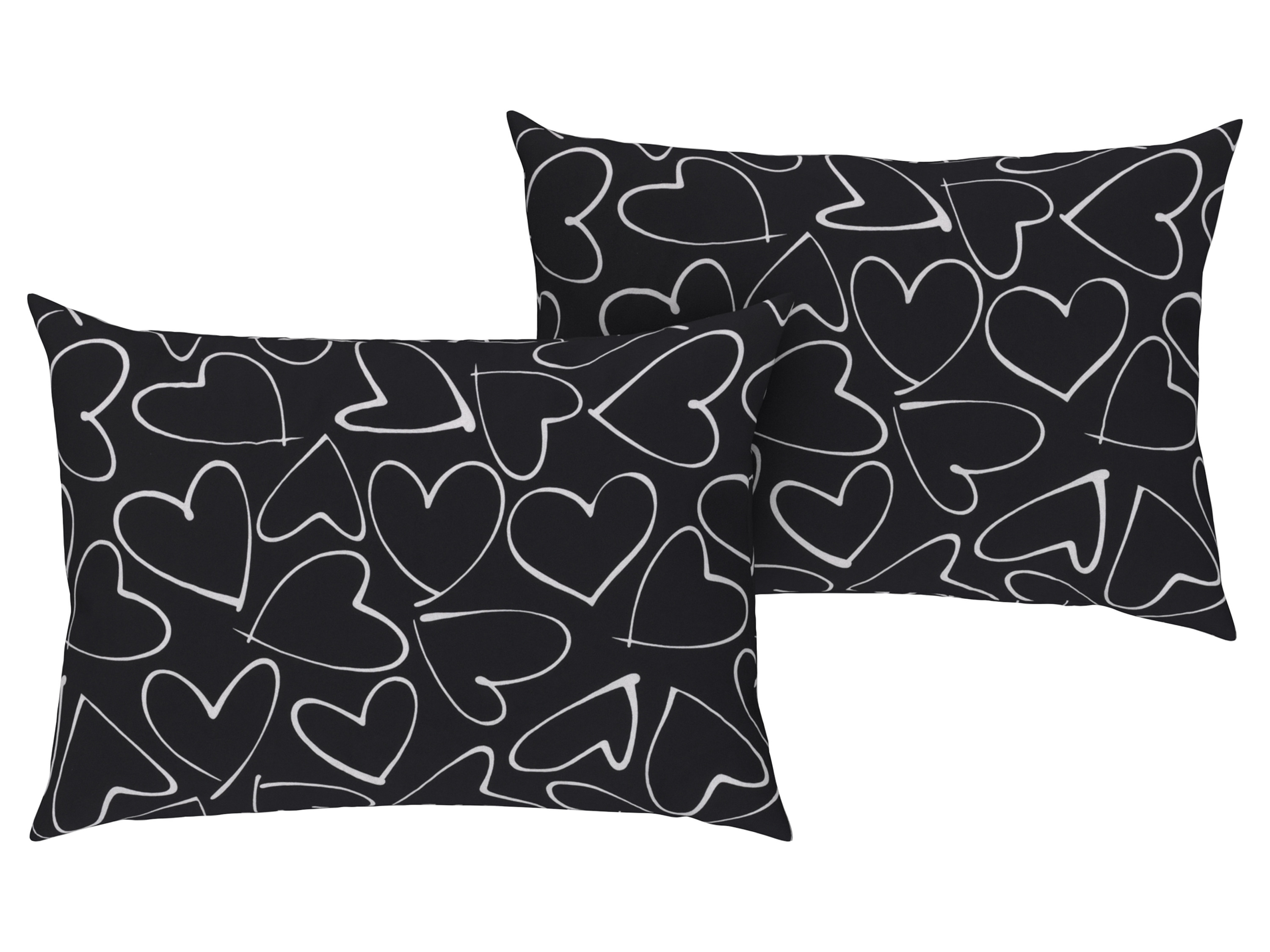 LIVARNO home Lot de 2 taies d'oreiller, 70 x 50 cm (coeurs)