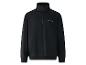Sweat-shirt noir à demi-zip avec col montant, orné d'un logo brodé sur la poitrine.