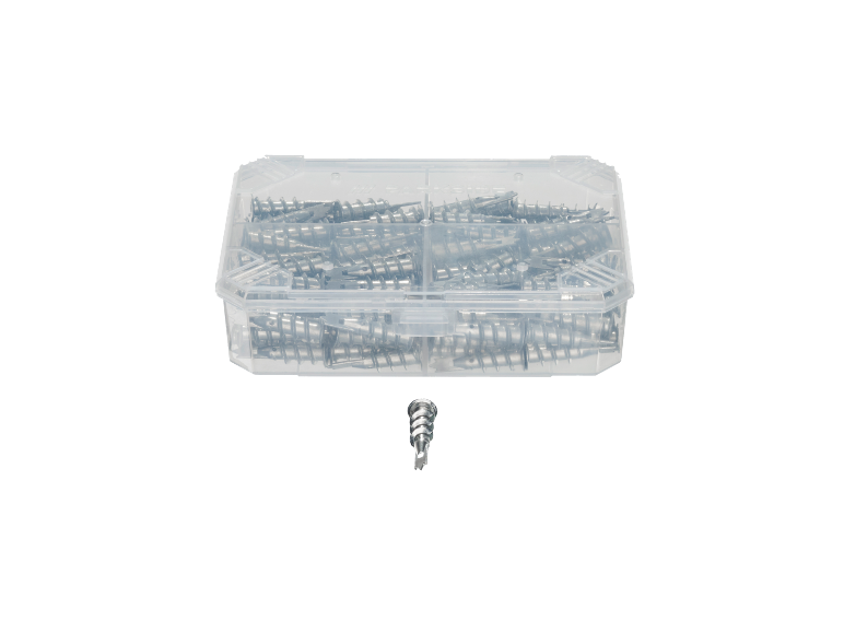 Boîte de vis métalliques avec une vis séparée.