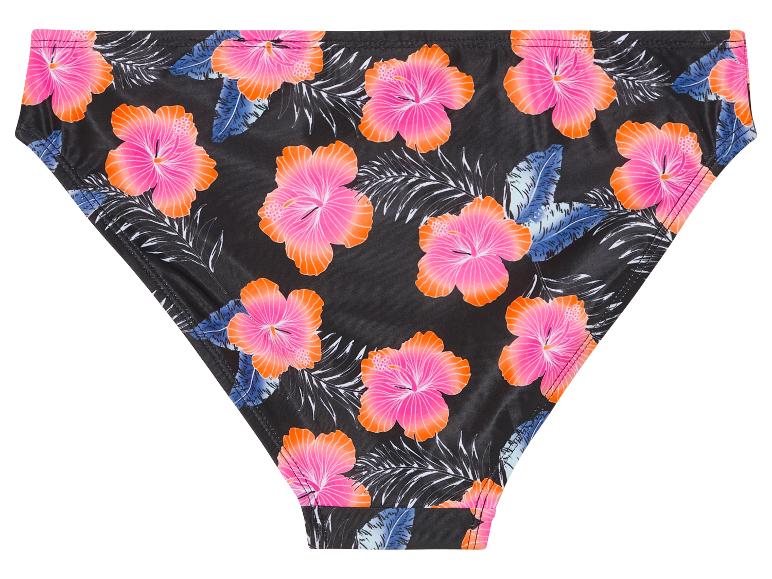 Maillot de bain noir à fleurs d'hibiscus rose et orange.