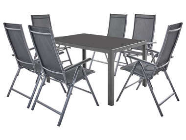 LIVARNO home Set de table de jardin + 6 fauteuils Houston en aluminium, noir