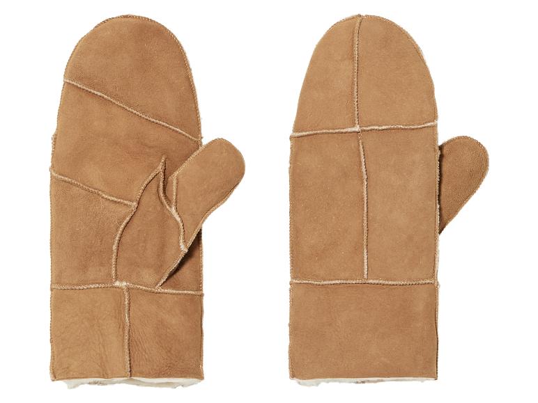 Deux paires de mitaines en cuir marron avec doublure.