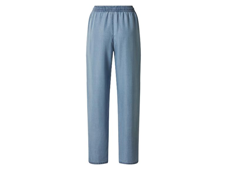 Pantalon large femme bleu clair avec taille élastique