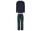 Un pyjama bleu marine à manches longues avec un pantalon à motif géométrique.