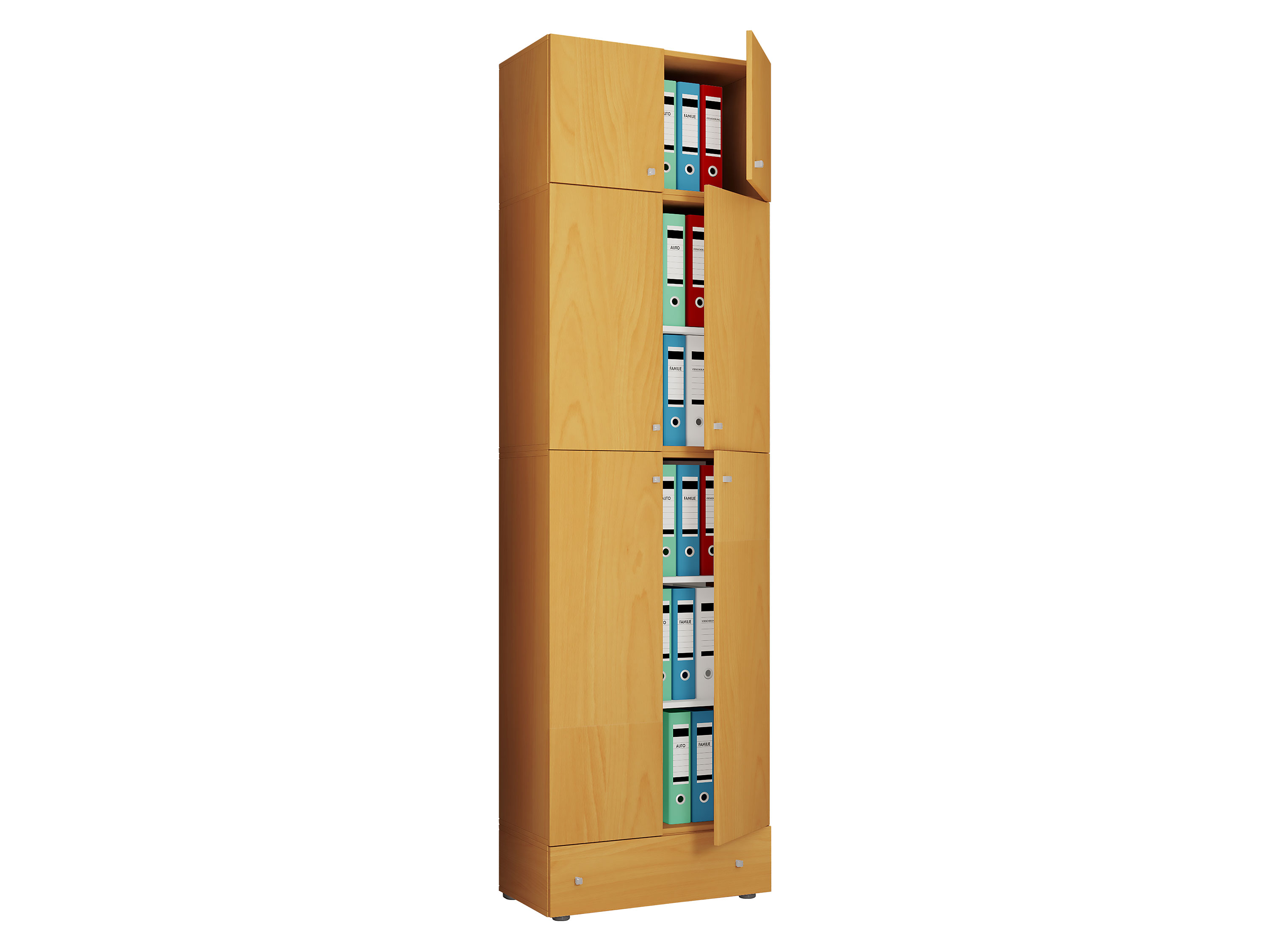 Armoire de bureau Lona (Portes tournantes, dessus et tiroir, XXl, imitation hêtre)