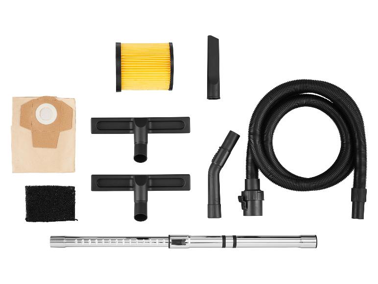 Ensemble d'accessoires pour aspirateur comprenant un tuyau, des filtres et divers embouts.