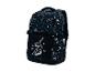 Sac à dos noir avec imprimés de skateboards et d'un skateur.