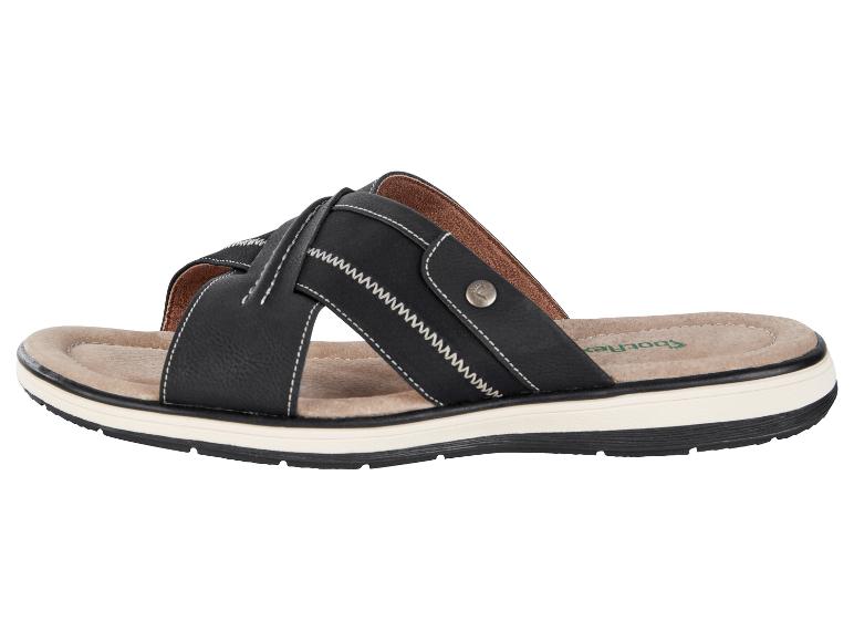 Sandales noires Footflex à lanières croisées.