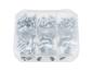 Boîte de rangement transparente avec diverses écrous à oreilles et écrous à œil